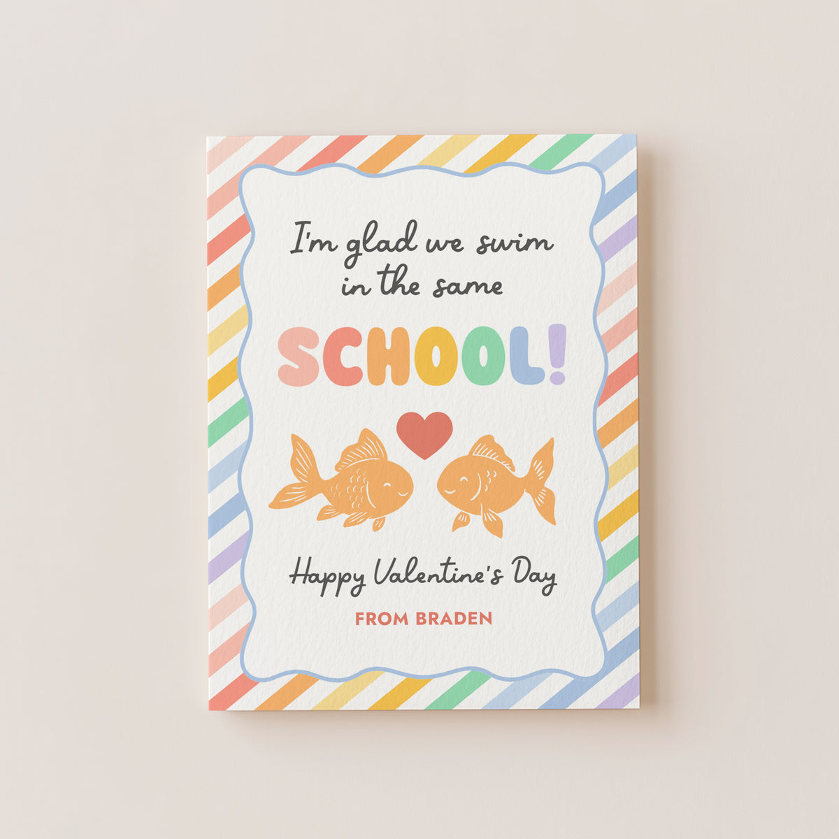 Gold Fish Valentine's Card Template