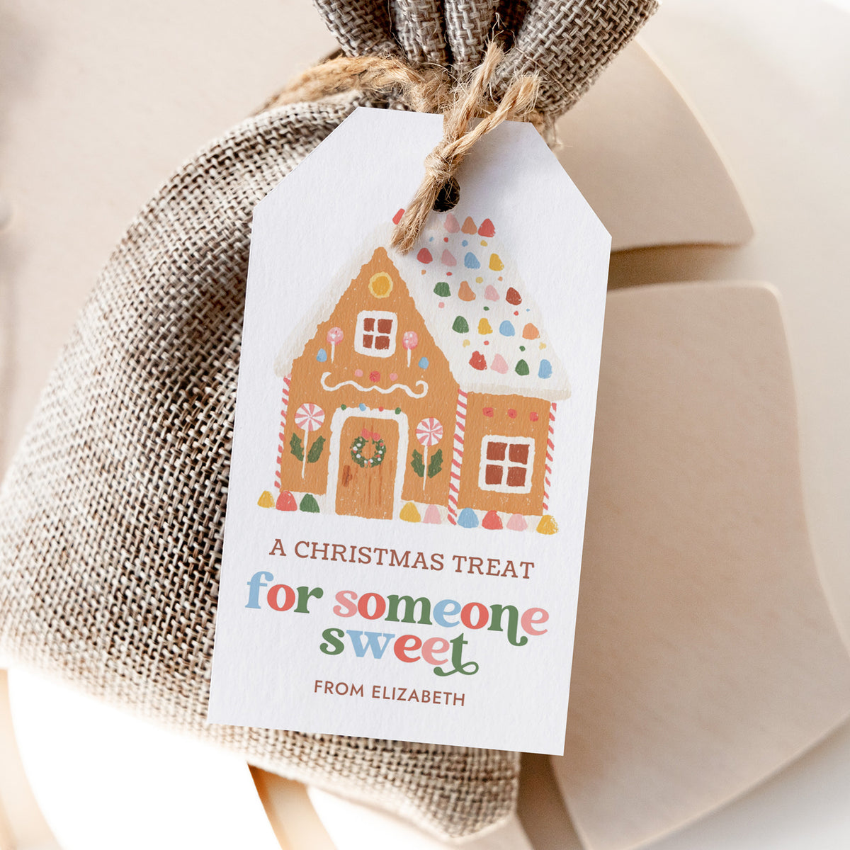 Gingerbread House Holiday Tag Template