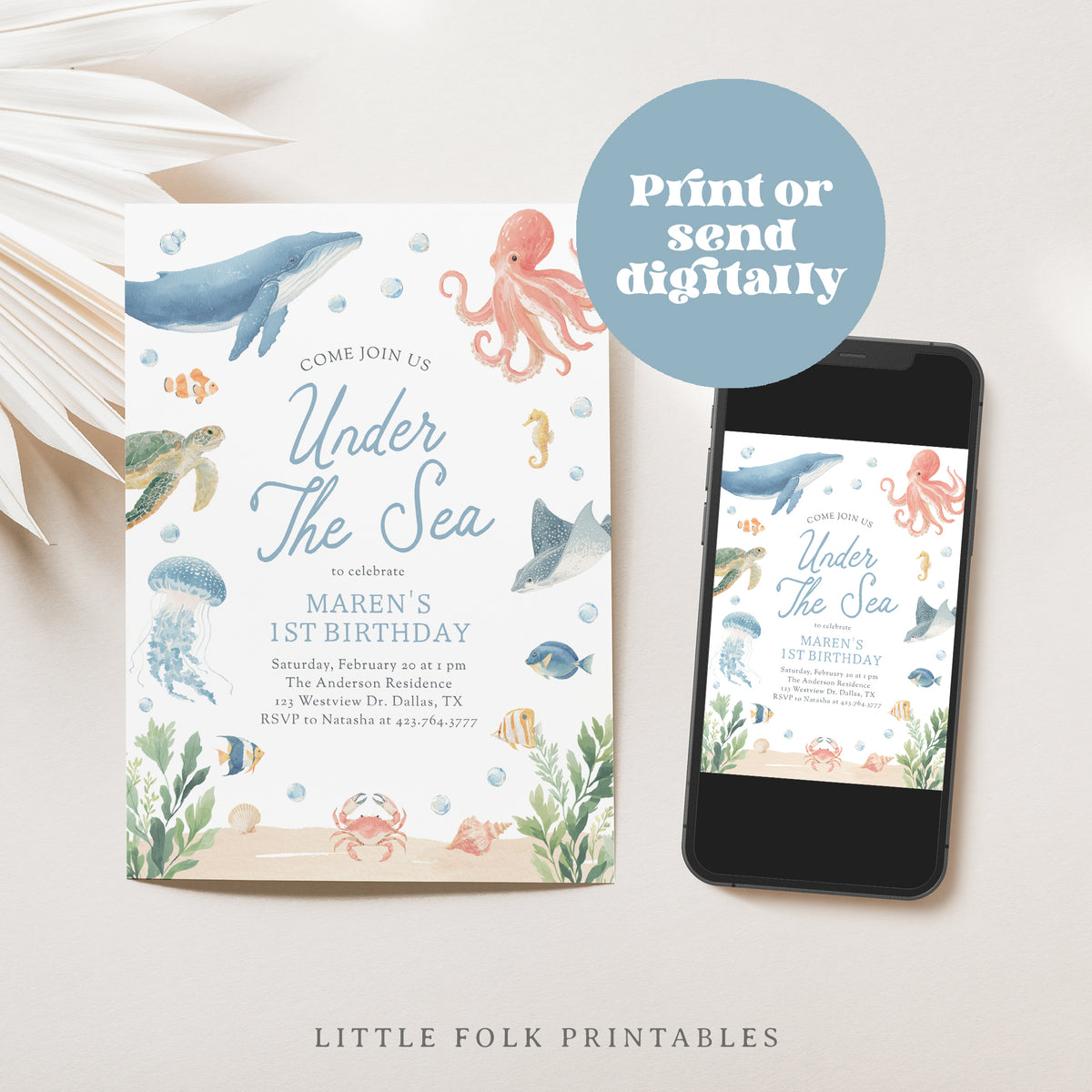 Under the Sea Ocean Animals Birthday Invitation