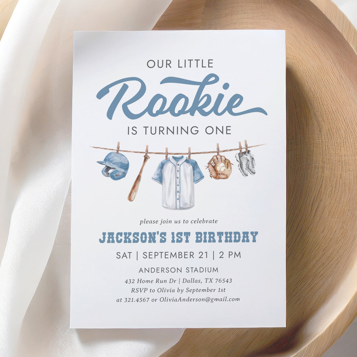 Baseball Clothesline Birthday Invitation Template