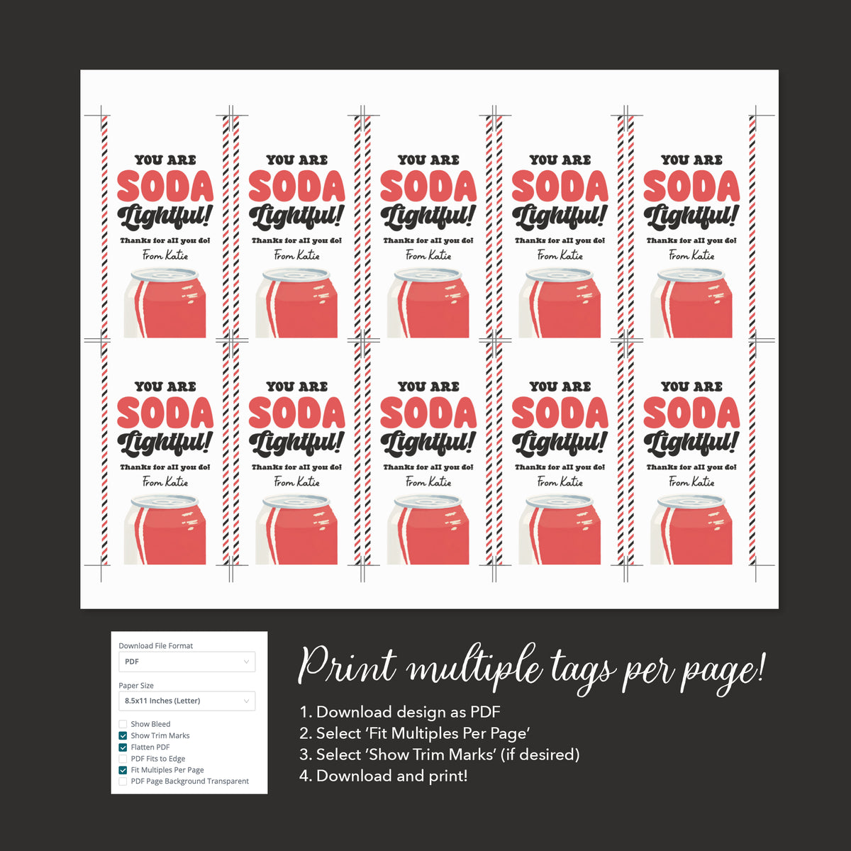 Soda Teacher Appreciation Tag Template
