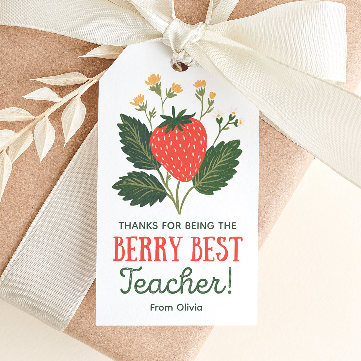 Strawberry Teacher Appreciation Tag Template