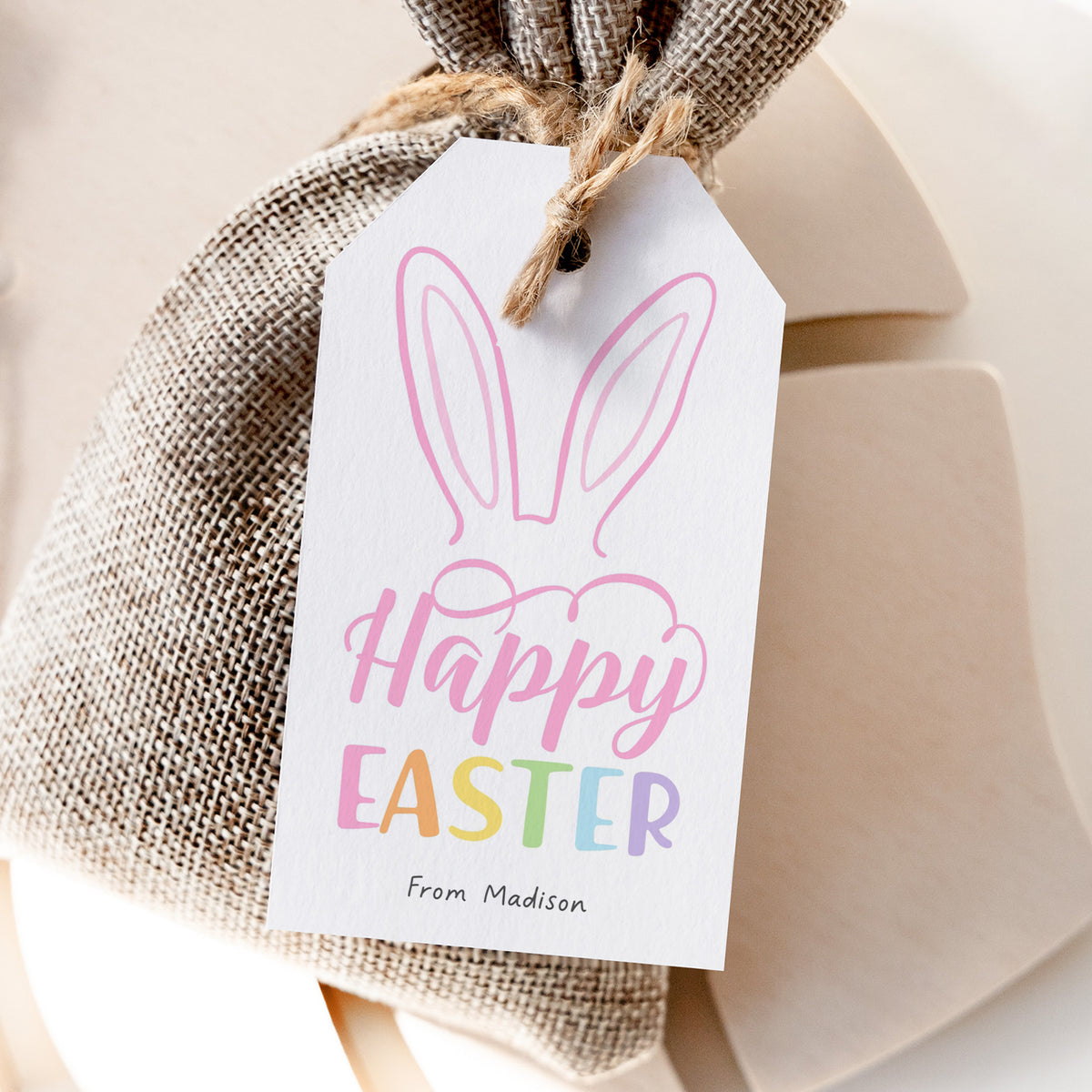 Bunny Ears Happy Easter Tag