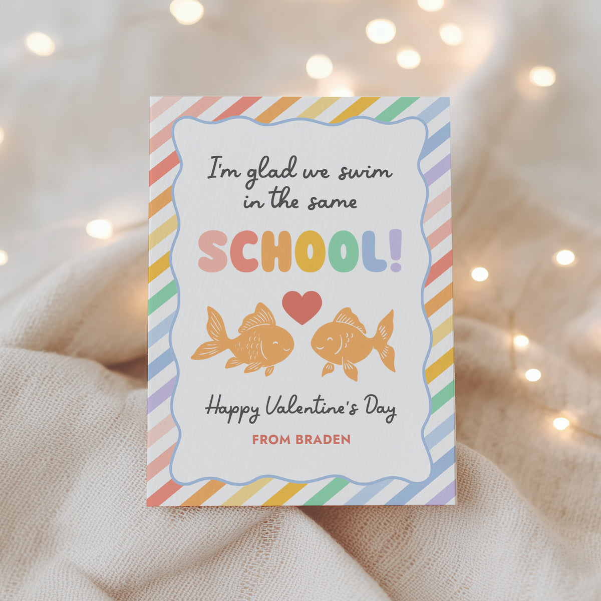 Gold Fish Valentine's Card Template