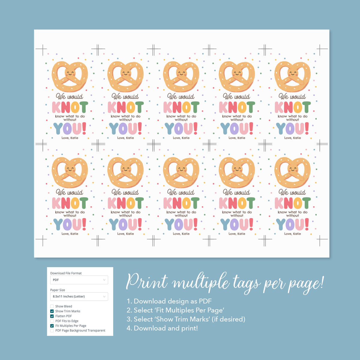 Pretzel Teacher Appreciation Tag Template