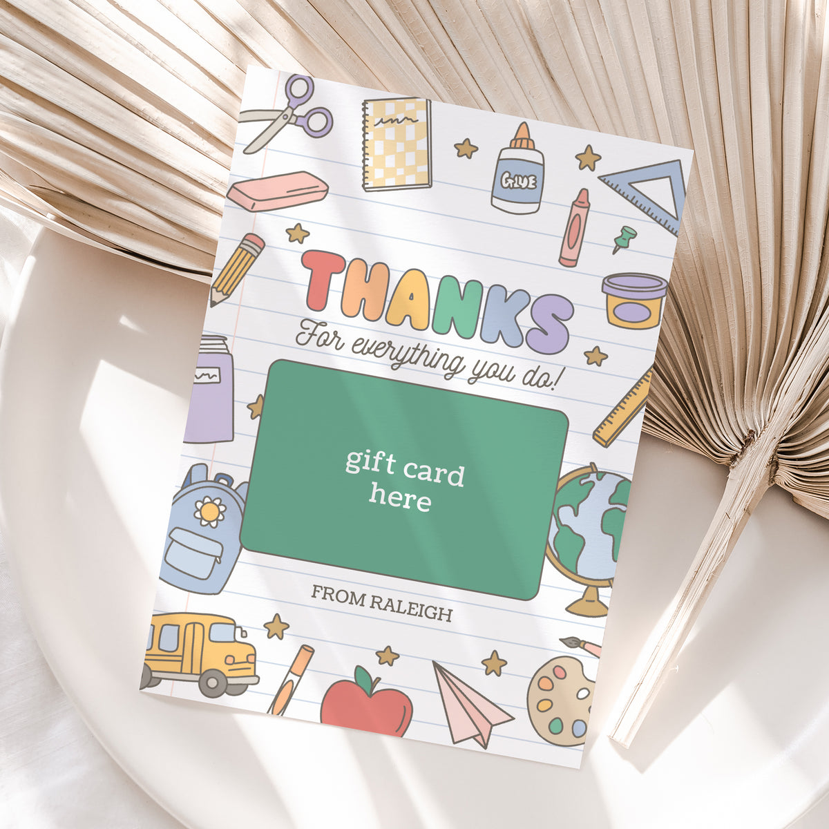 Retro School Supplies Teacher Gift Card Holder