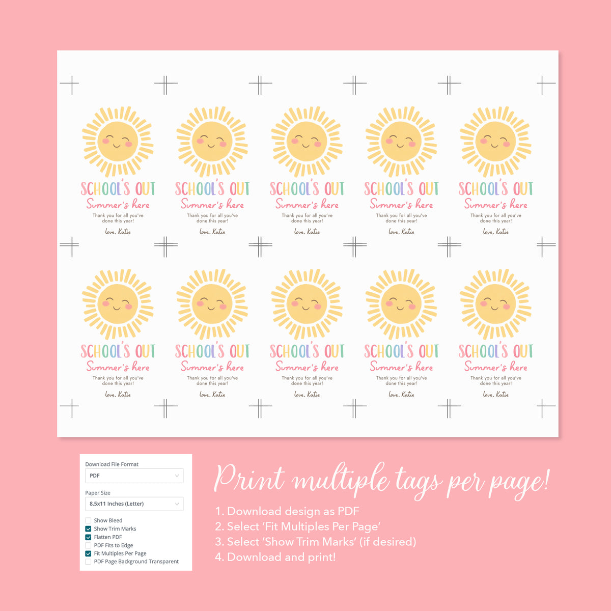 Happy Sun Teacher Appreciation Tag Template