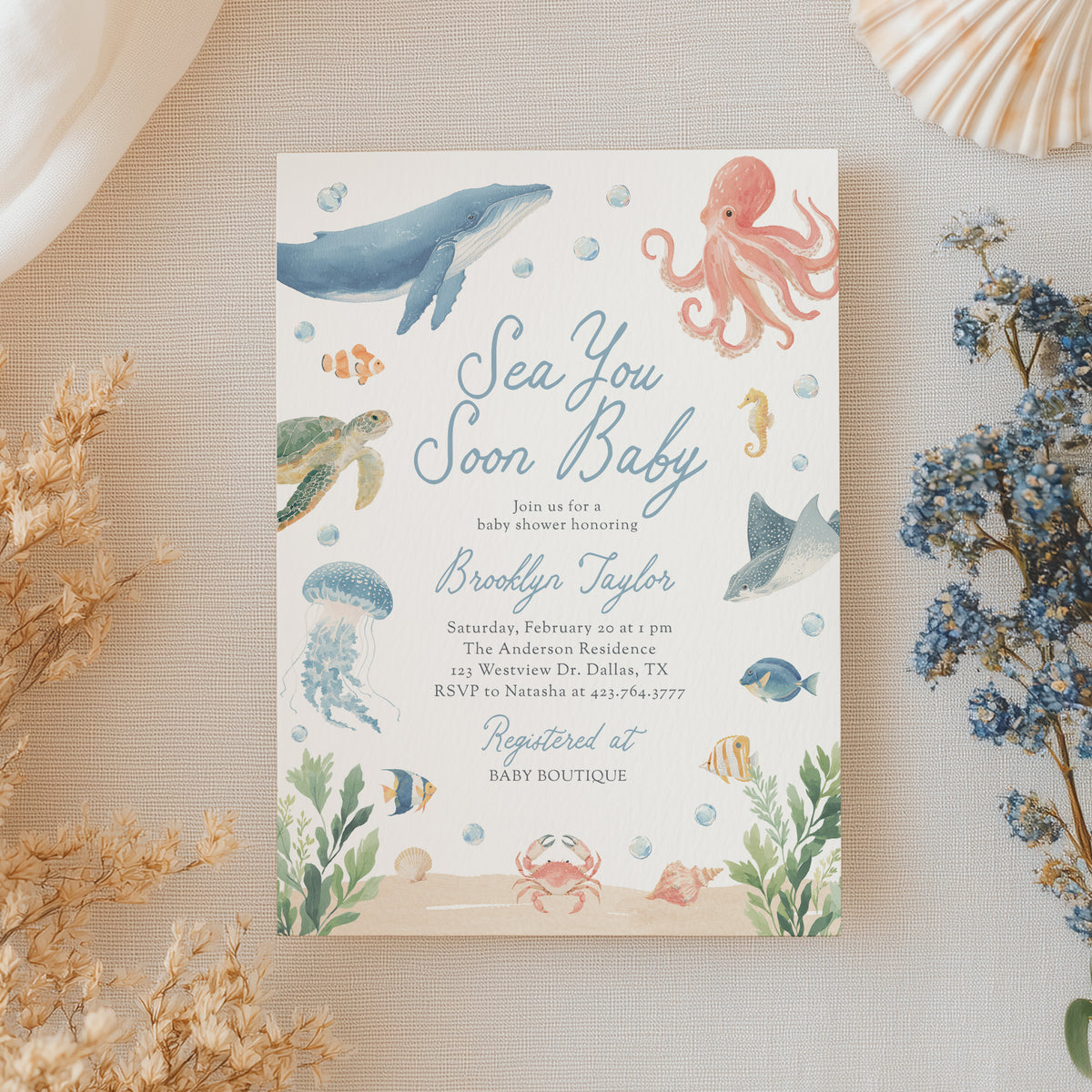 Sea You Soon Baby Shower Invitation