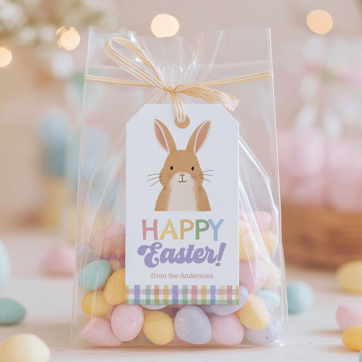 Gingham Happy Easter Bunny Tag