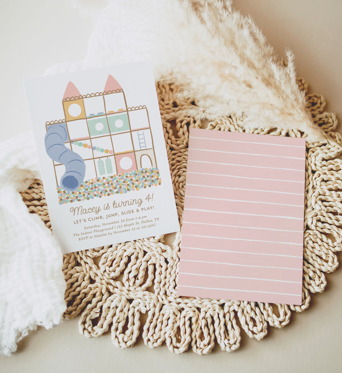 Pastel Indoor Playground Birthday Invitation