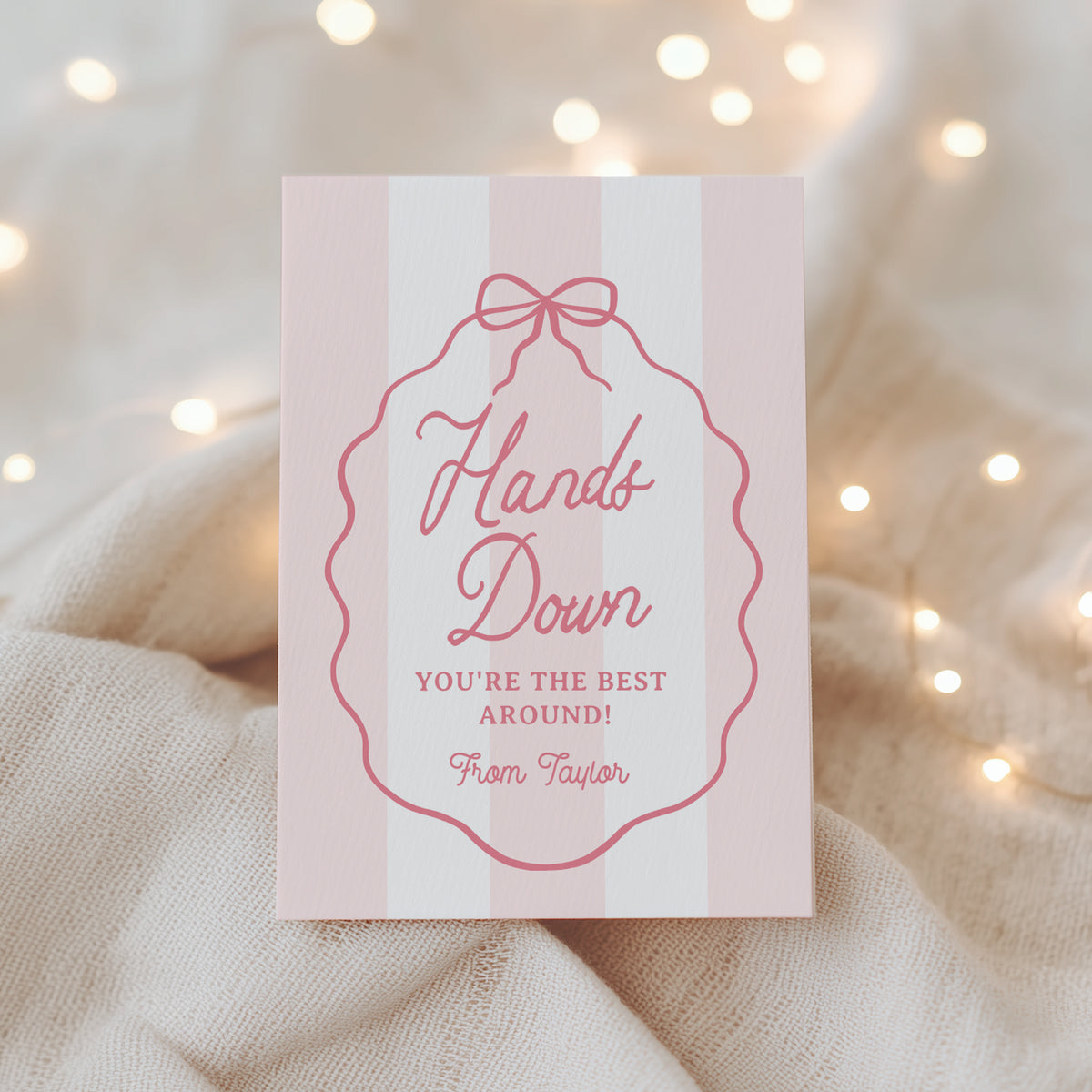 Hands Down Pink Bow Teacher Appreciation Tag Template