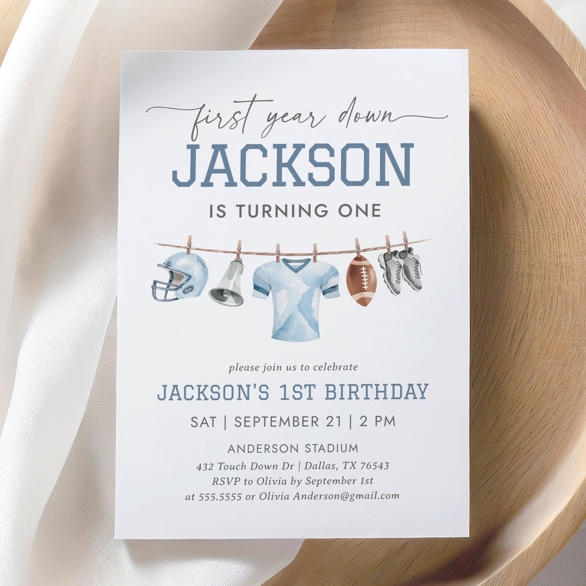 Football Clothesline Birthday Invitation Template