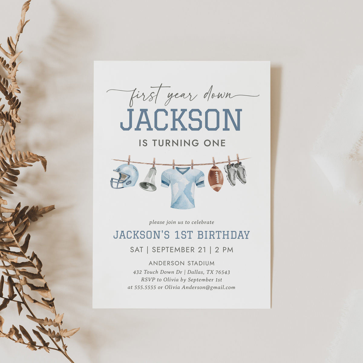 Football Clothesline Birthday Invitation Template