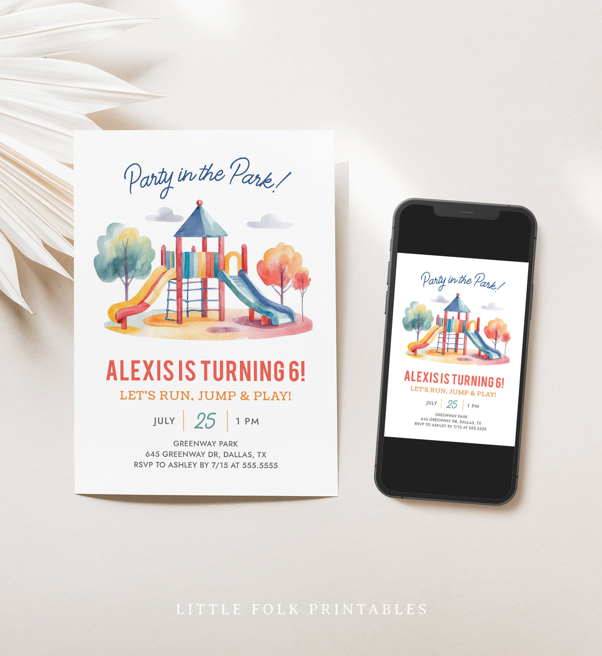Editable Playground Birthday Party Invitation Template