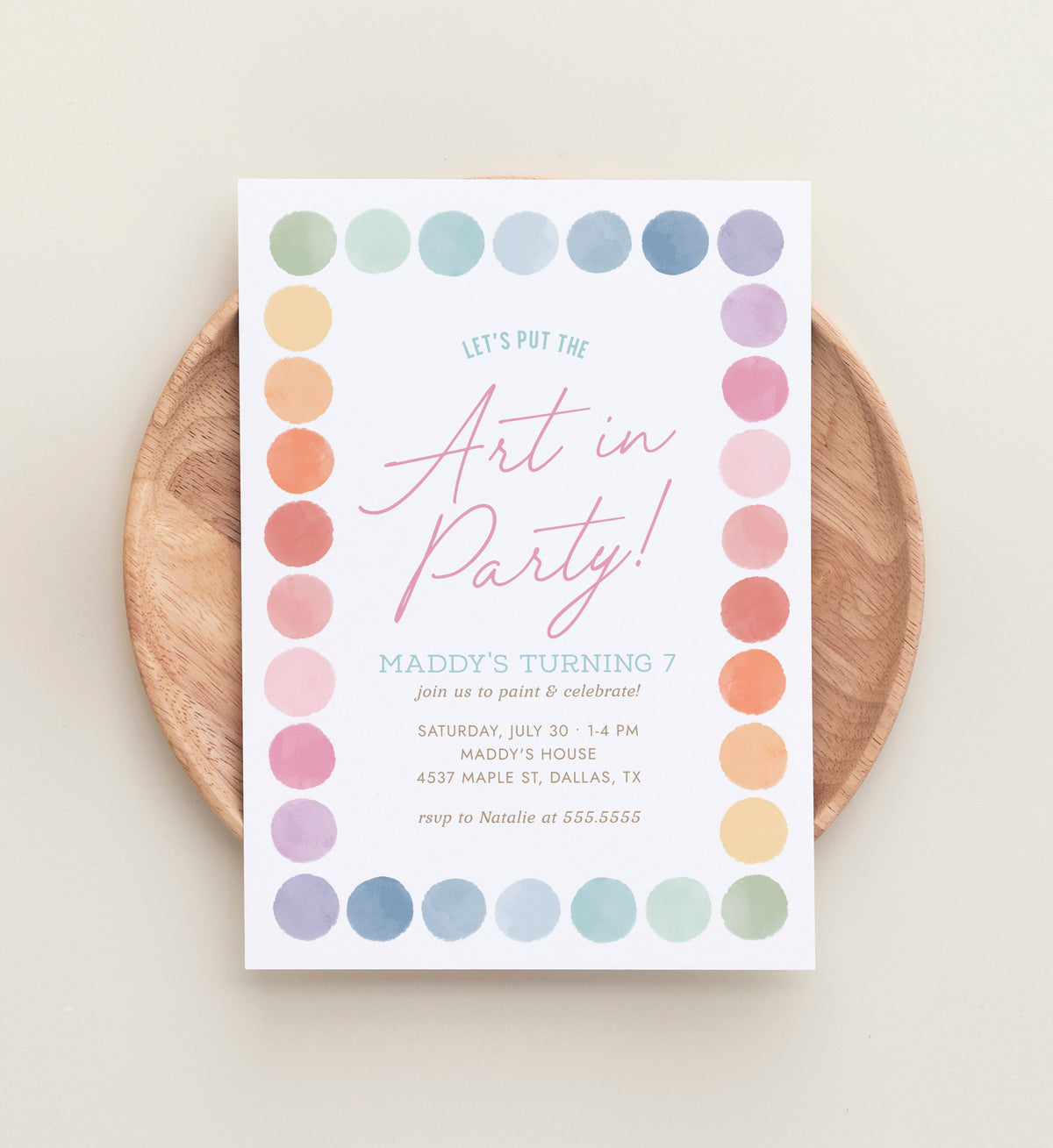 Editable Art Birthday Party Invitation Template