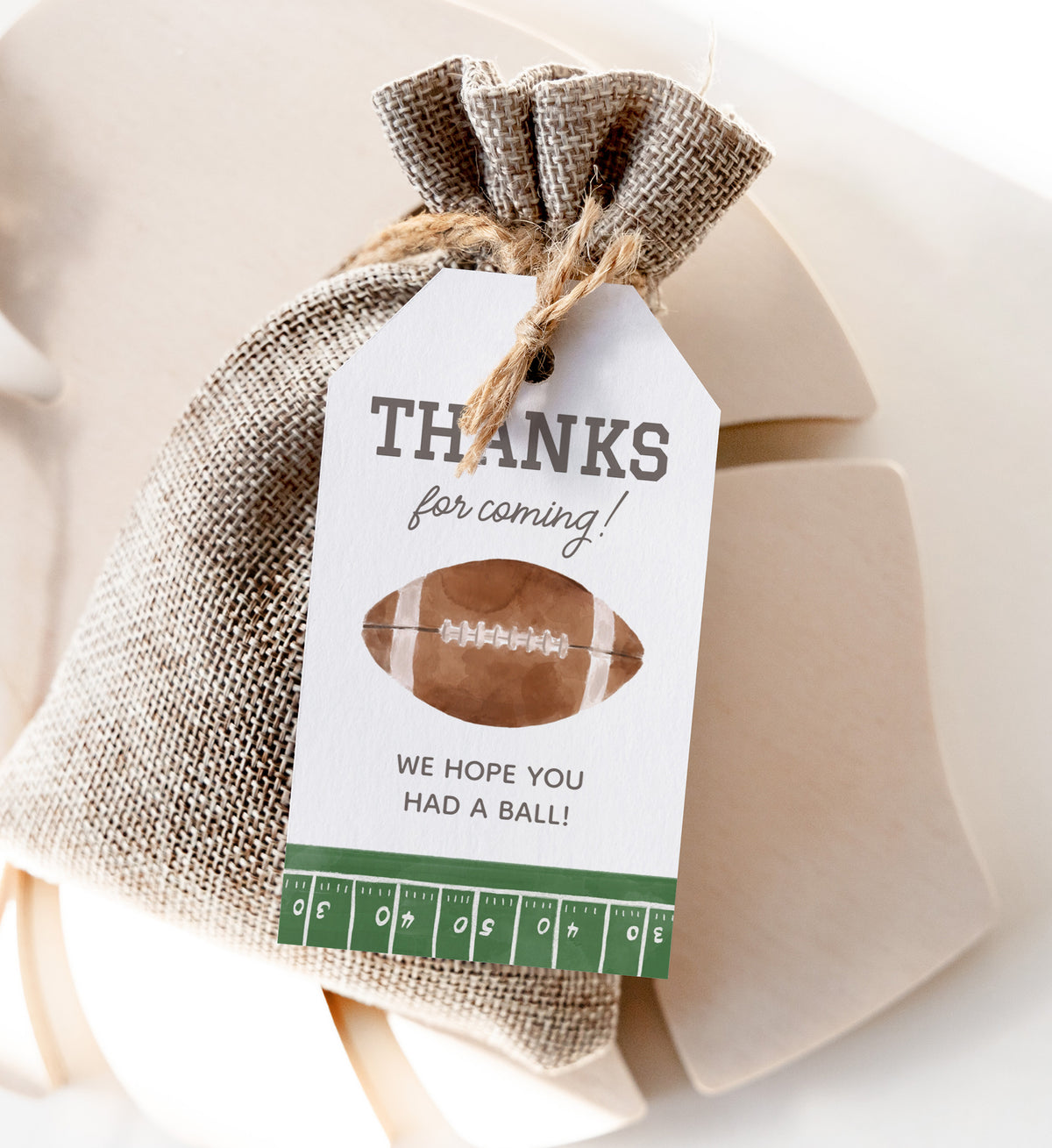 Editable Football Birthday Favor Tag Template