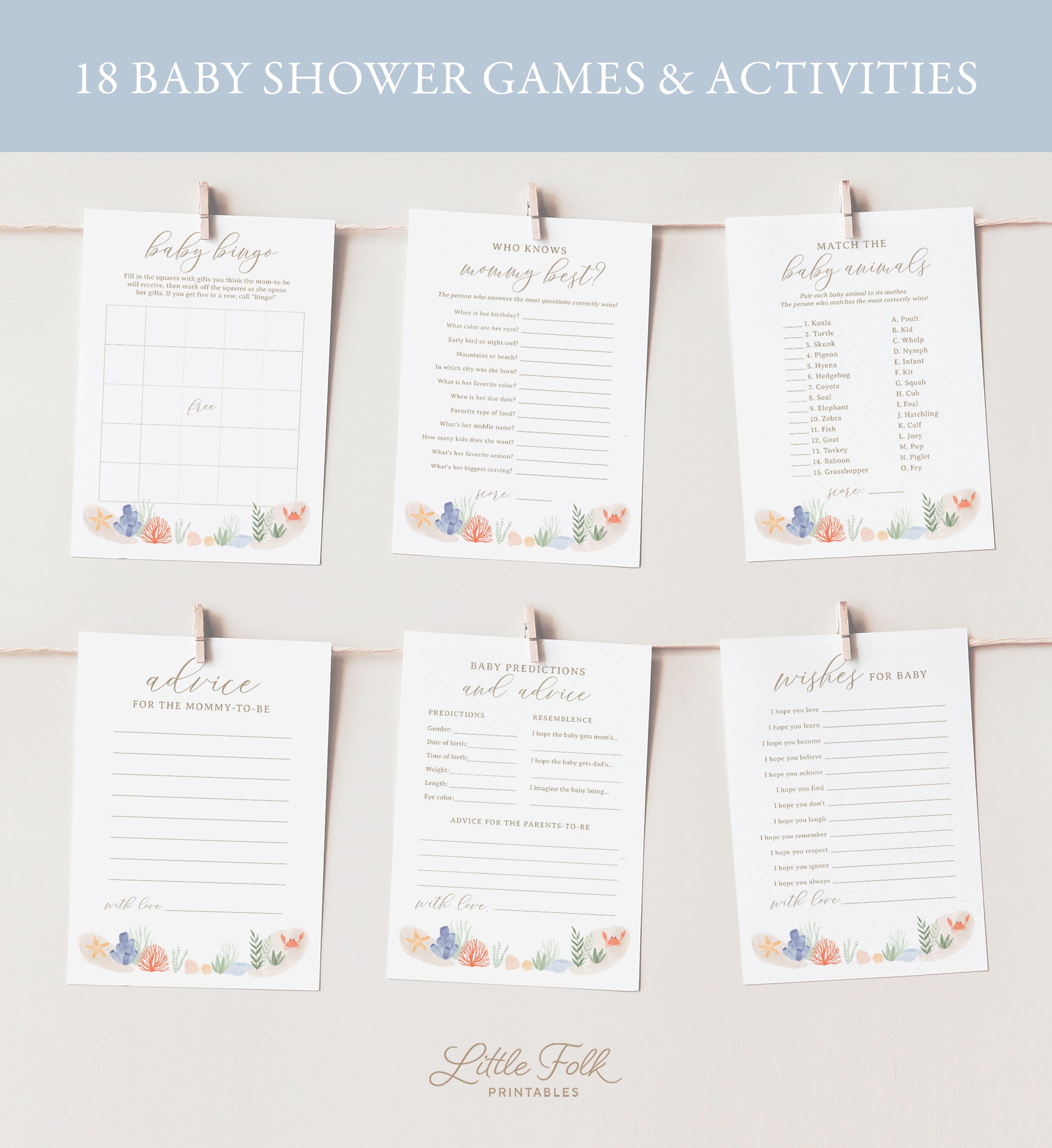 Editable Under the Sea Baby Shower Games