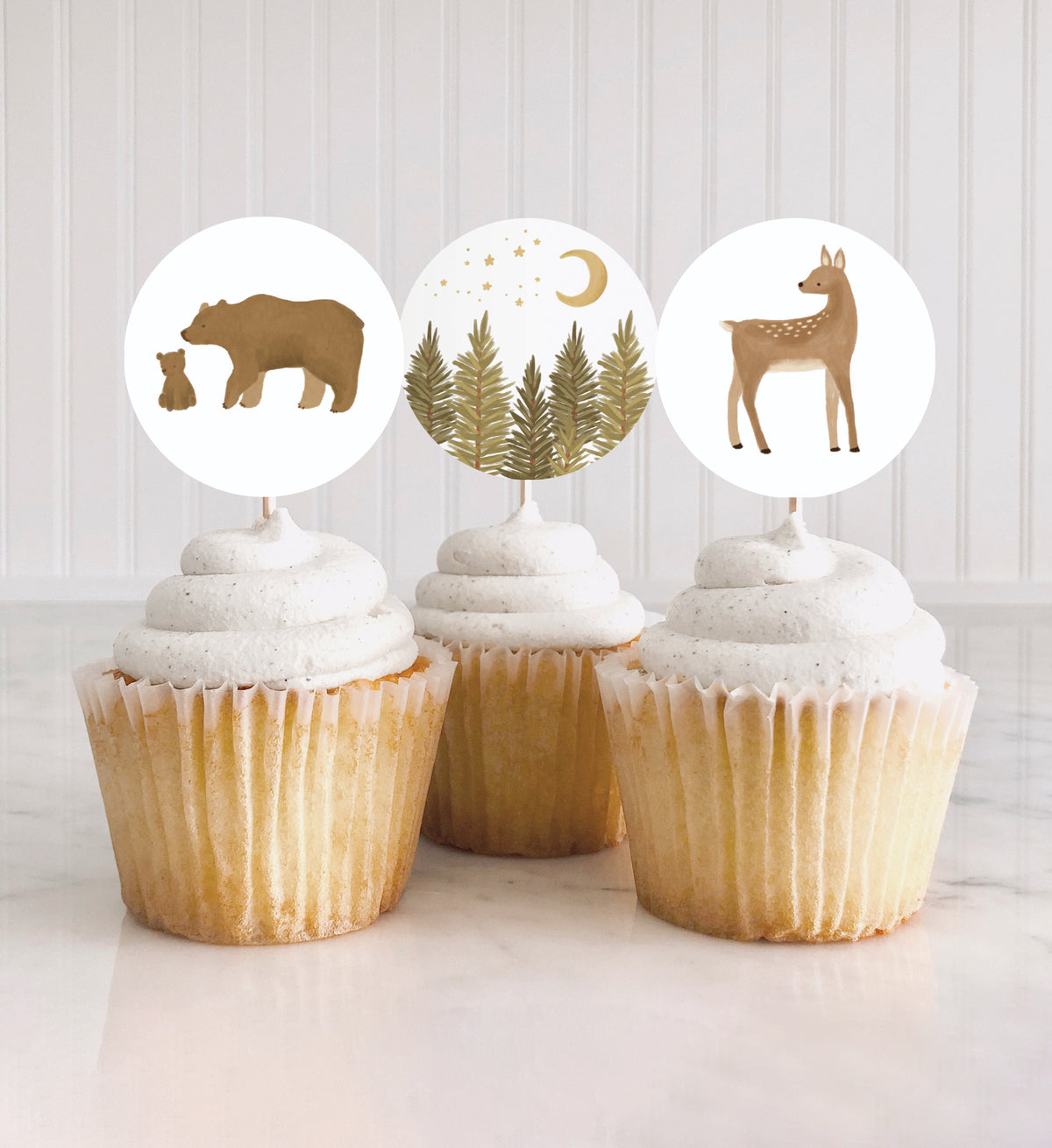 Editable Woodland Baby Shower Cupcake Toppers