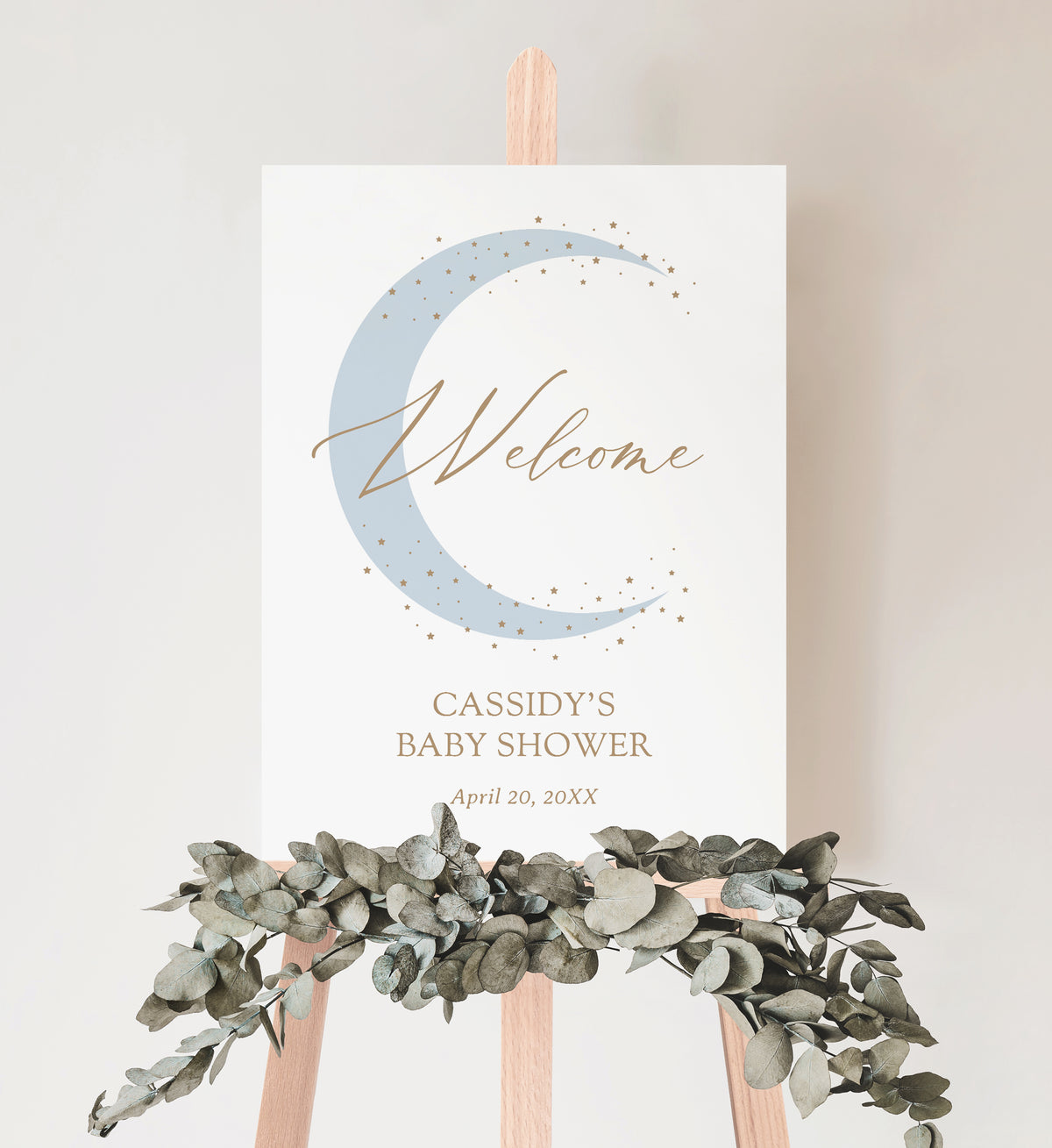 Editable Blue Moon Baby Shower Welcome Sign Template