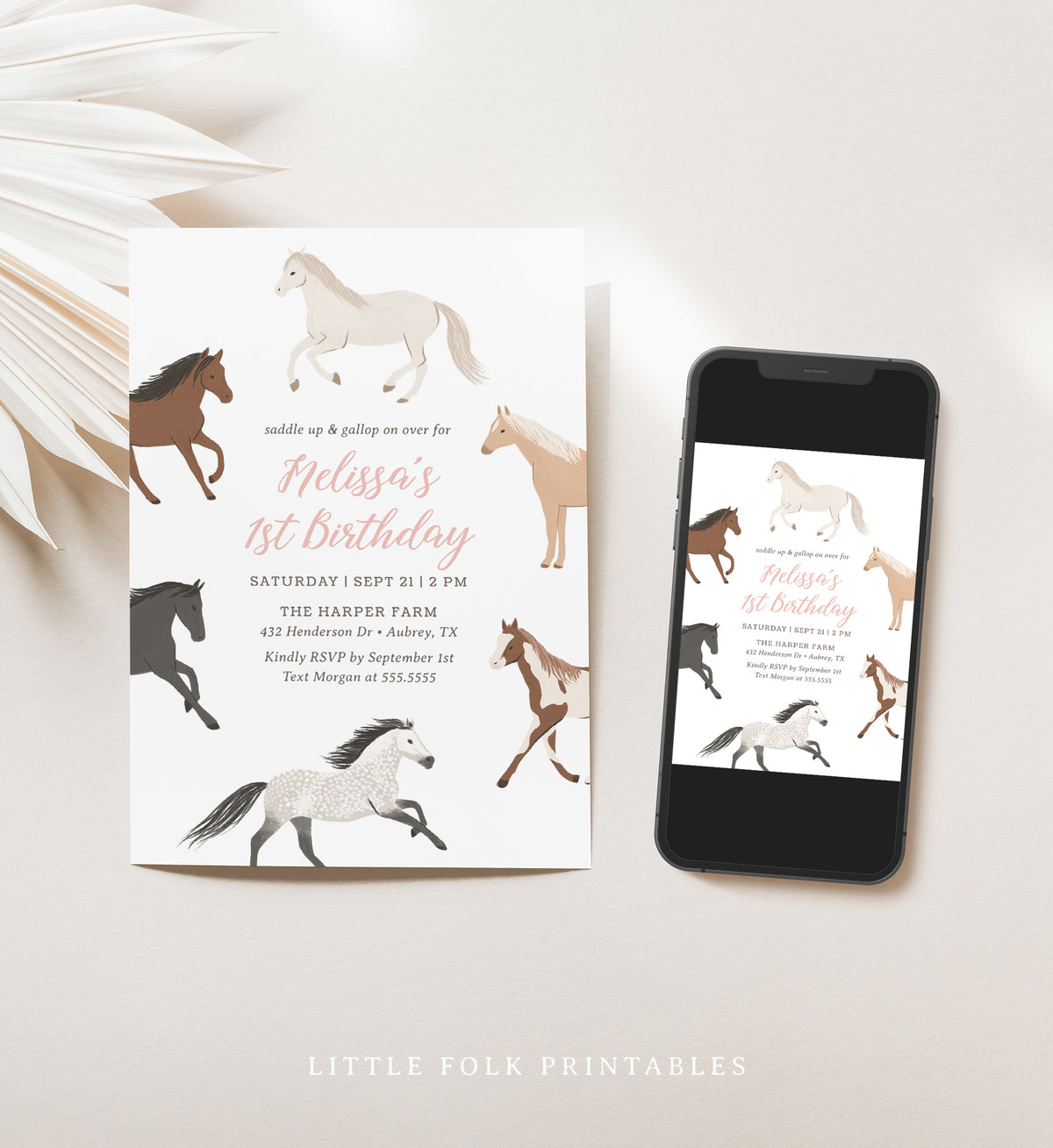Editable Horse Birthday Party Invitation Template