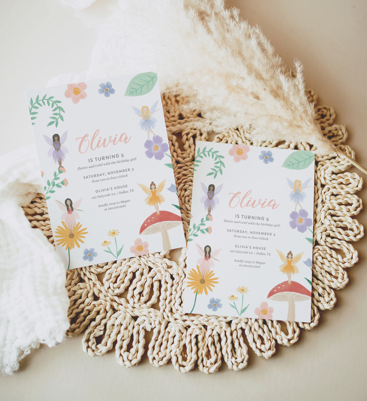 Editable Fairy Birthday Party Invitation Template