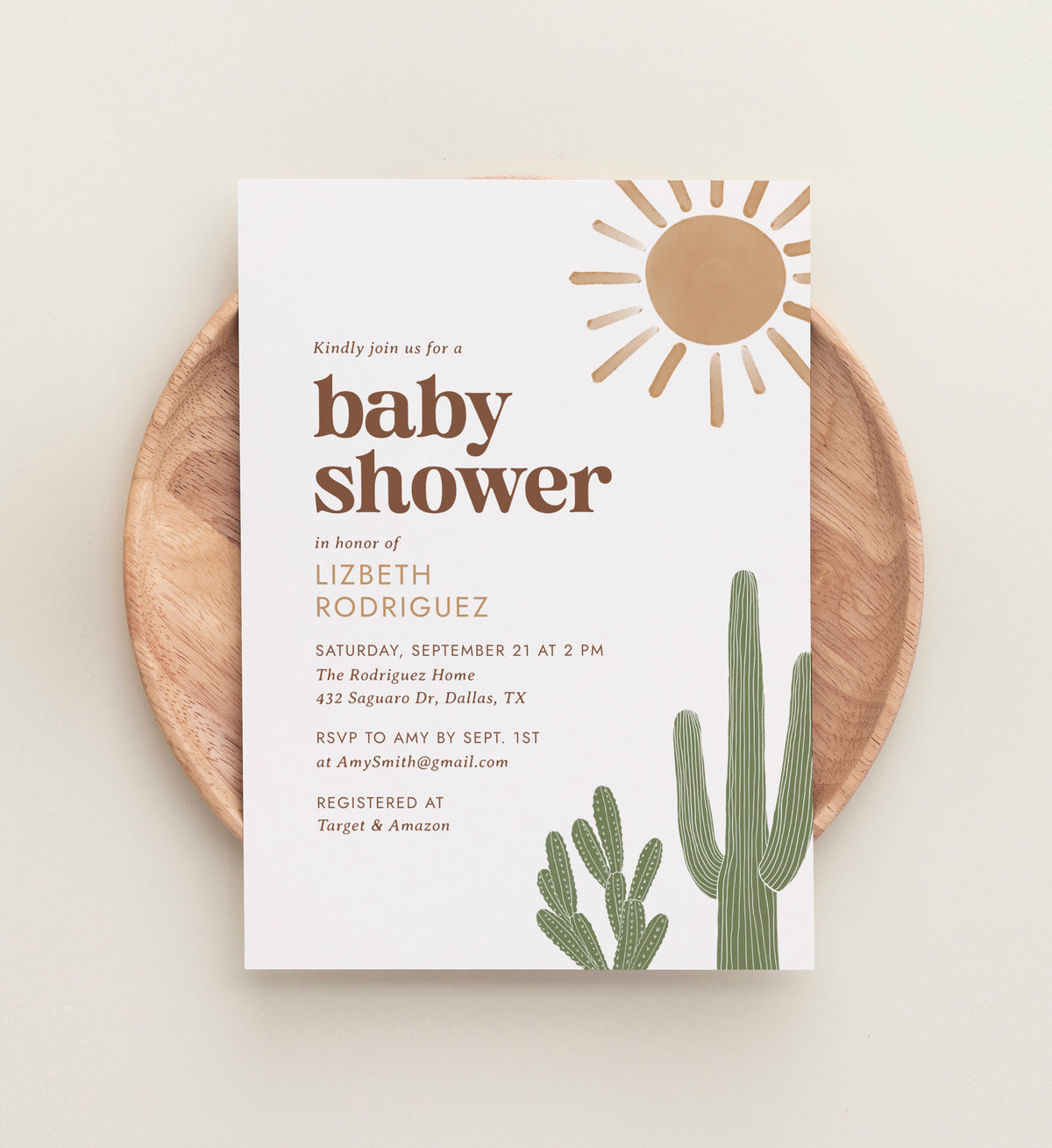 Editable Boho Desert Baby Shower Invitation Template