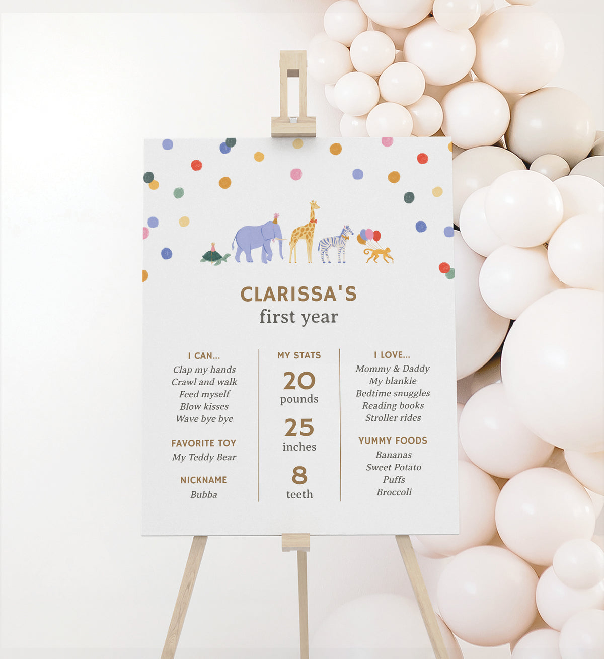 Editable Safari Birthday Milestone Sign Template