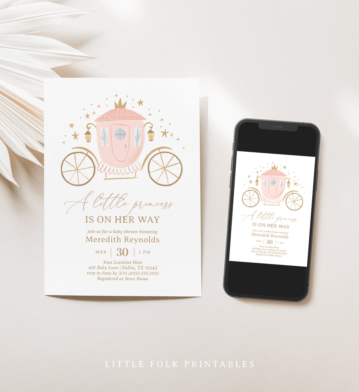 Editable Little Princess Baby Shower Invitation Template