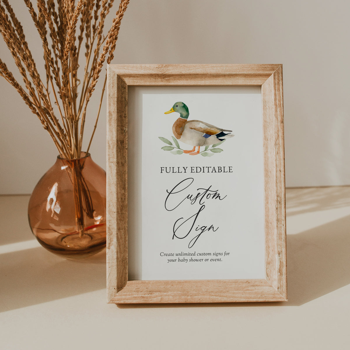 Editable Duck Baby Shower Custom Sign Template