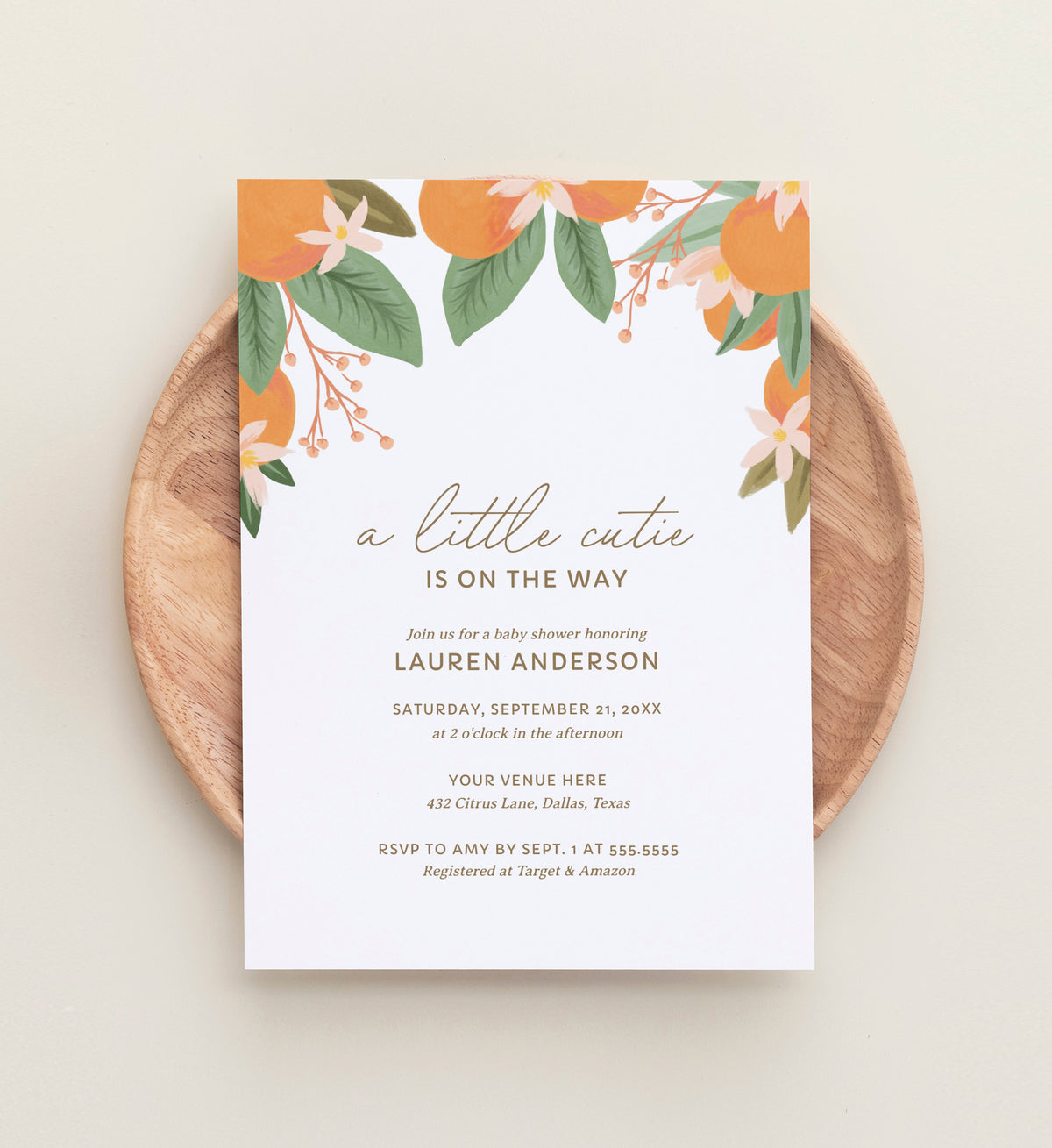 A Little Cutie is on the Way Baby Shower Invitation Template
