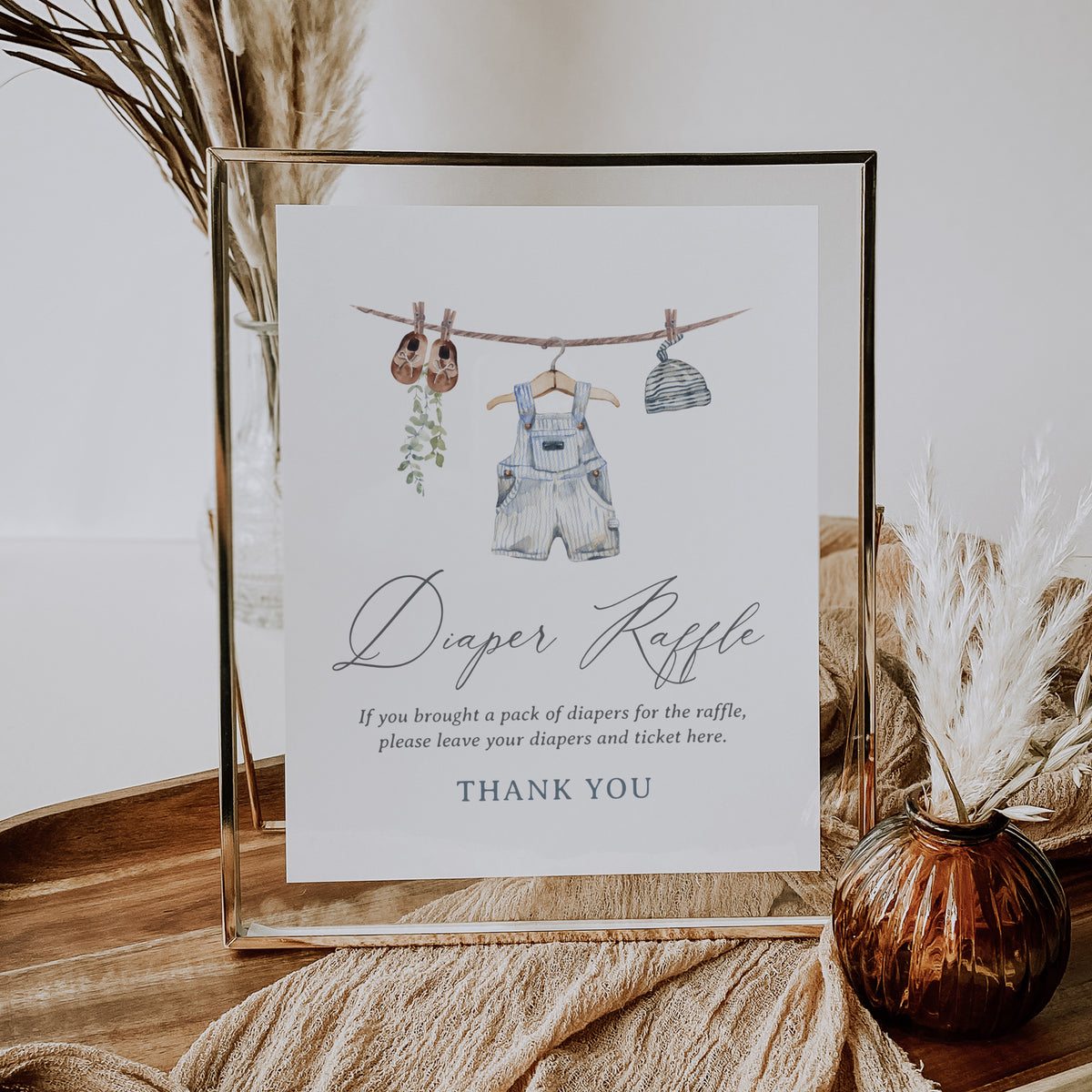 Boy Baby Clothes Diaper Raffle Ticket Template