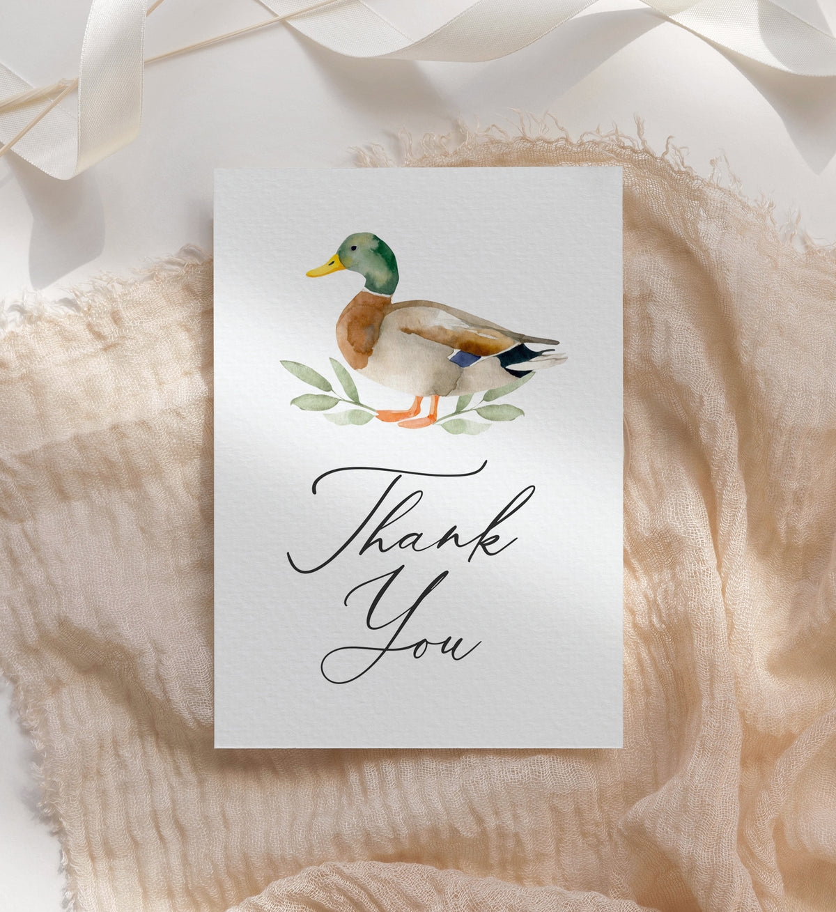 Editable Duck Baby Shower Folded Thank You Card Template
