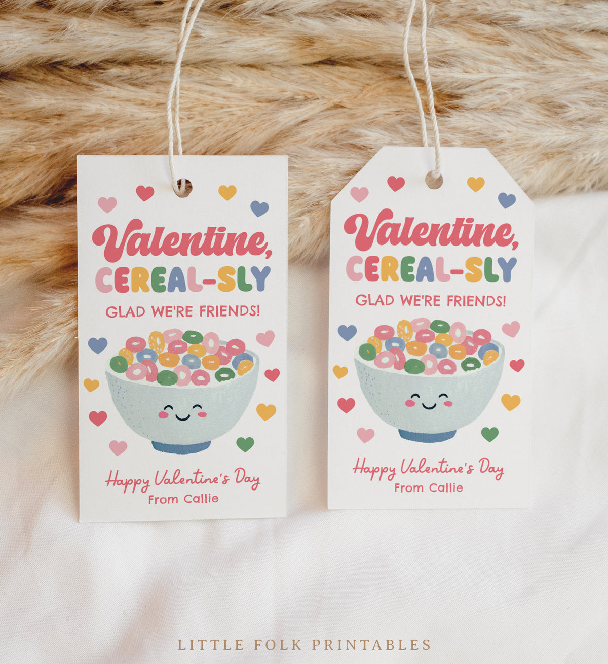 Cereal Valentine's Tag Template