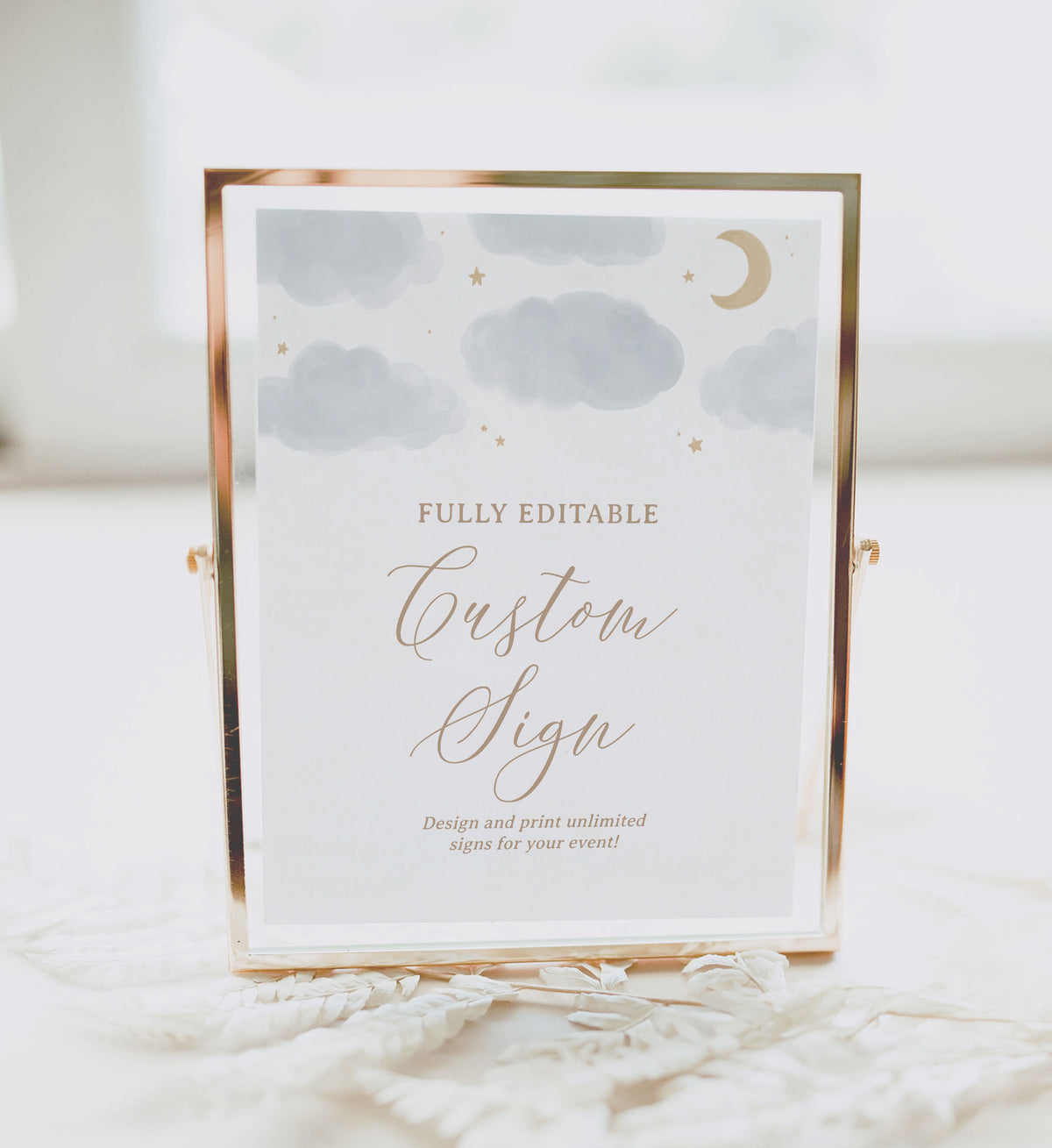 Editable Moon and Stars Baby Shower Custom Sign Template