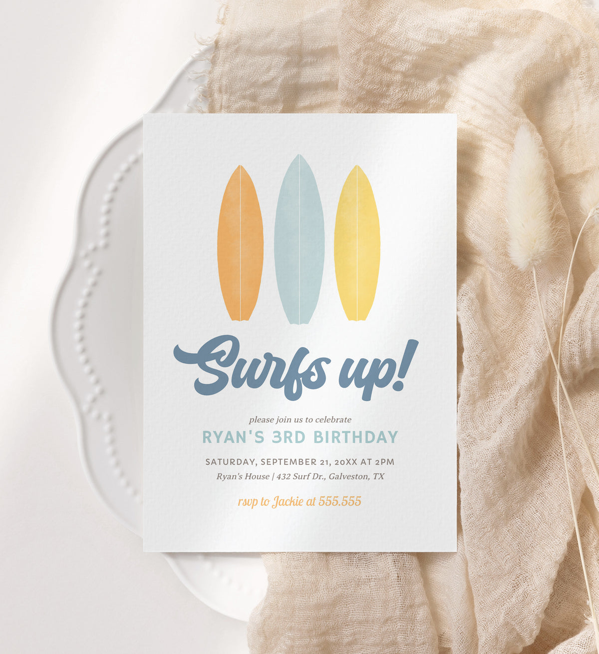 Surf's Up Birthday Invitation Template