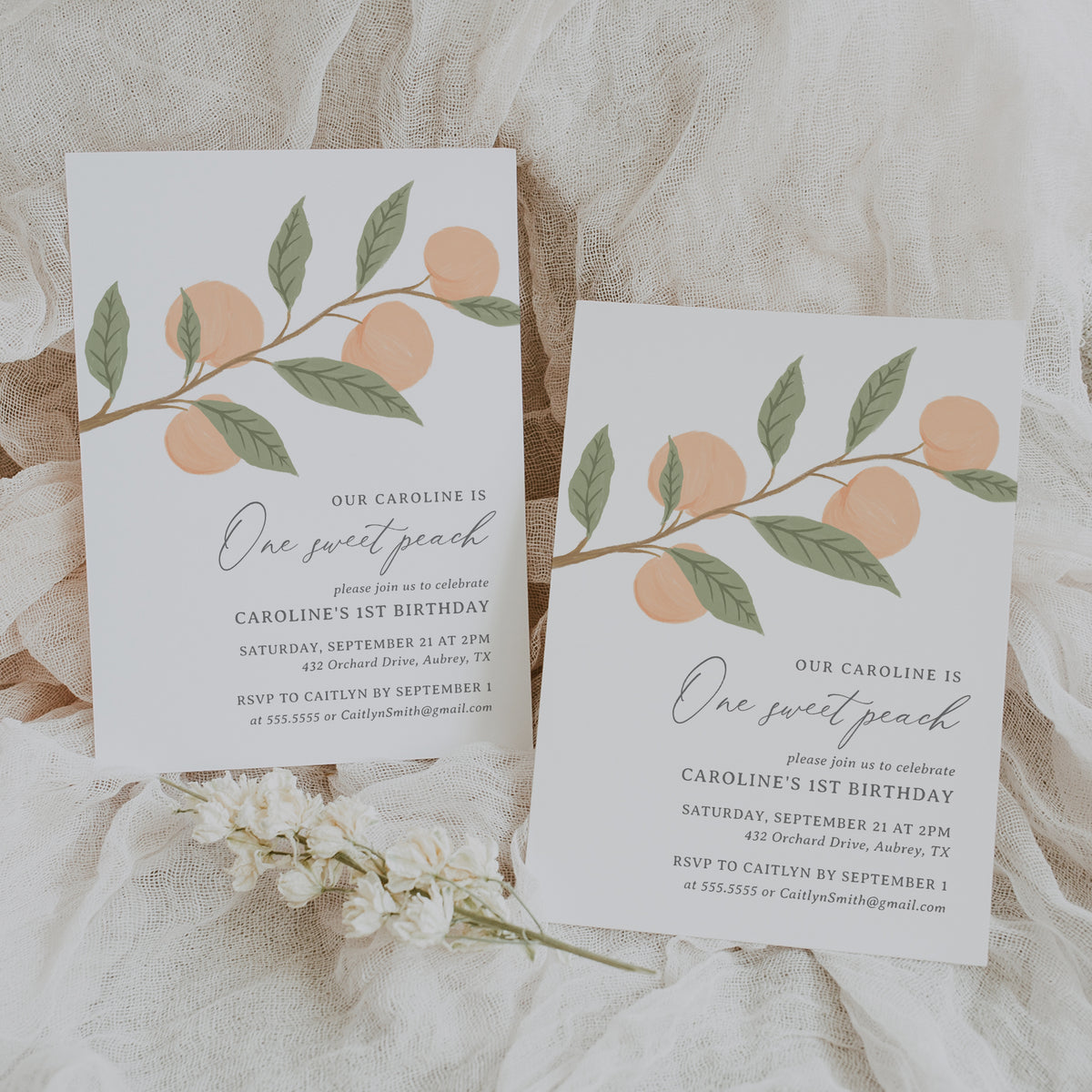 Editable Peach Birthday Invitation Template