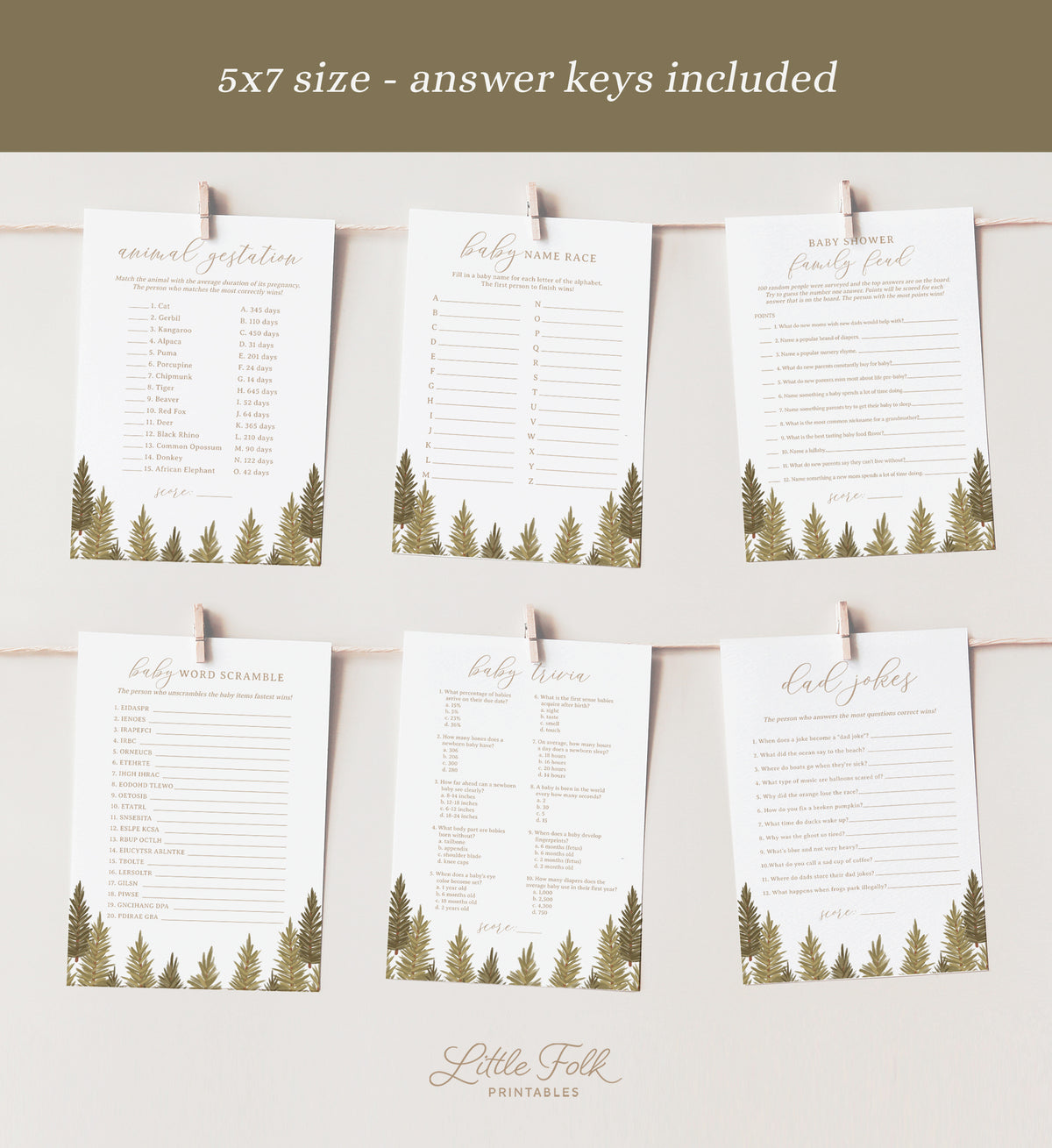 Editable Woodland Baby Shower Games Bundle