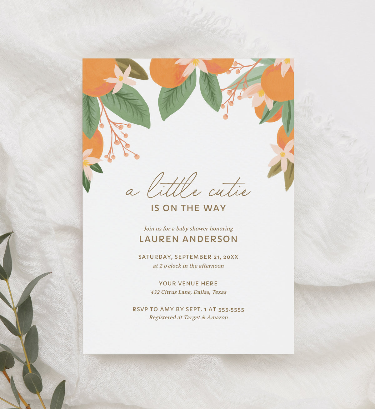 A Little Cutie is on the Way Baby Shower Invitation Template