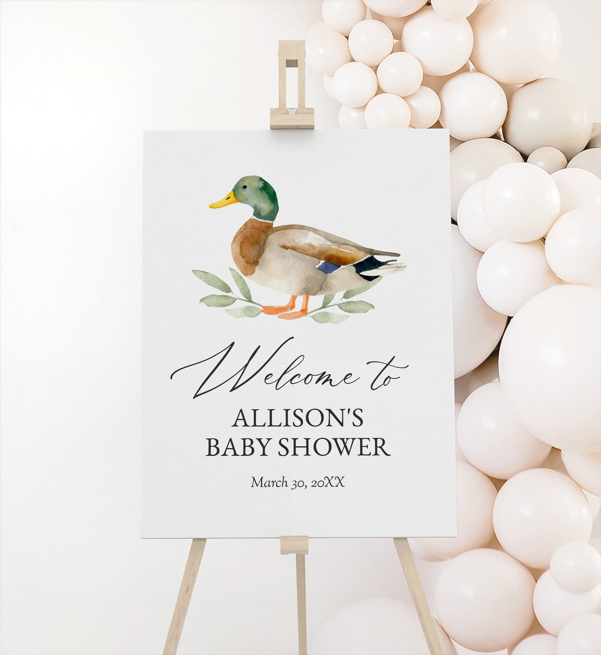Editable Duck Baby Shower Welcome Sign Template