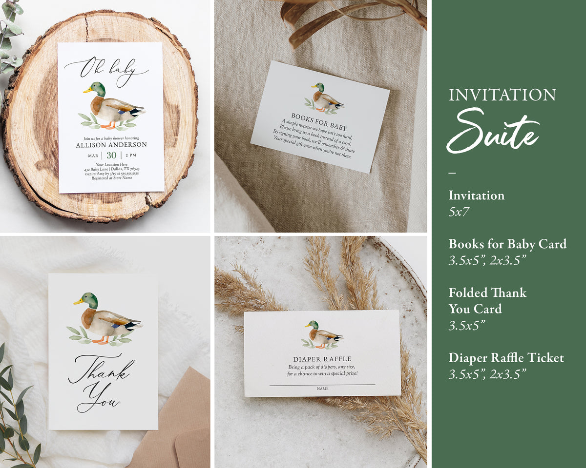 Editable Duck Baby Shower Invitation Bundle