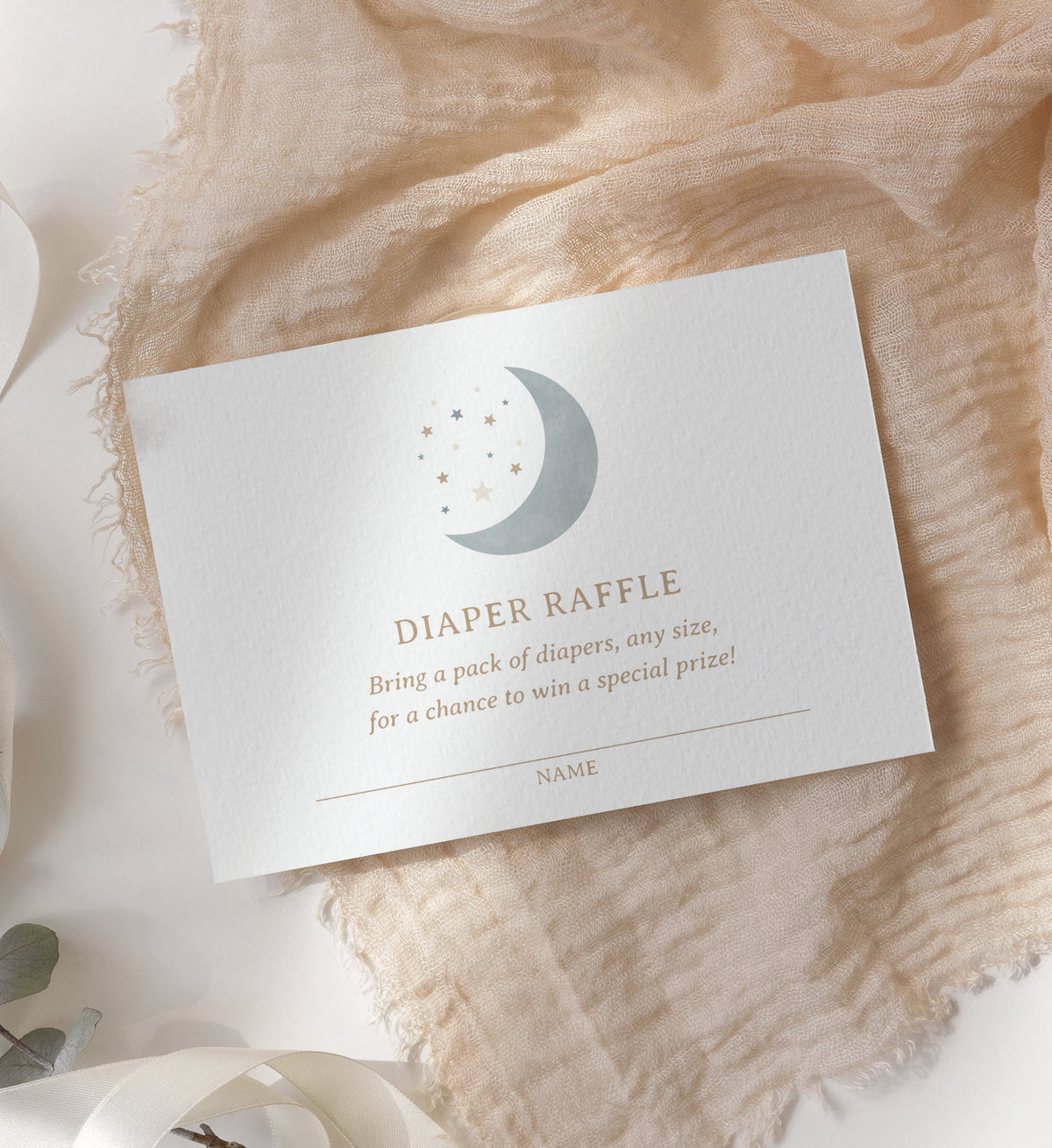 Editable Blue Over the Moon Baby Shower Invitation Suite Template - Set of 3