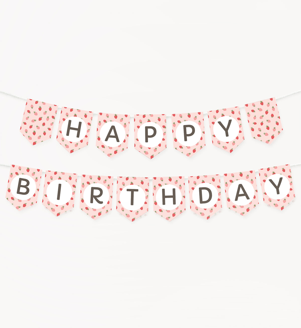 Printable Strawberry Birthday Pennant Banner Template