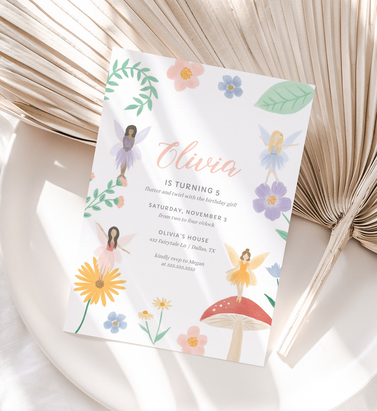 Editable Fairy Birthday Party Invitation Template
