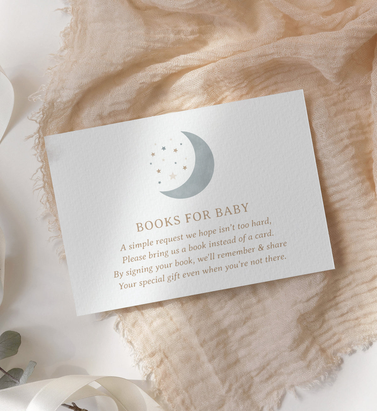 Editable Blue Over the Moon Baby Shower Invitation Suite Template - Set of 3