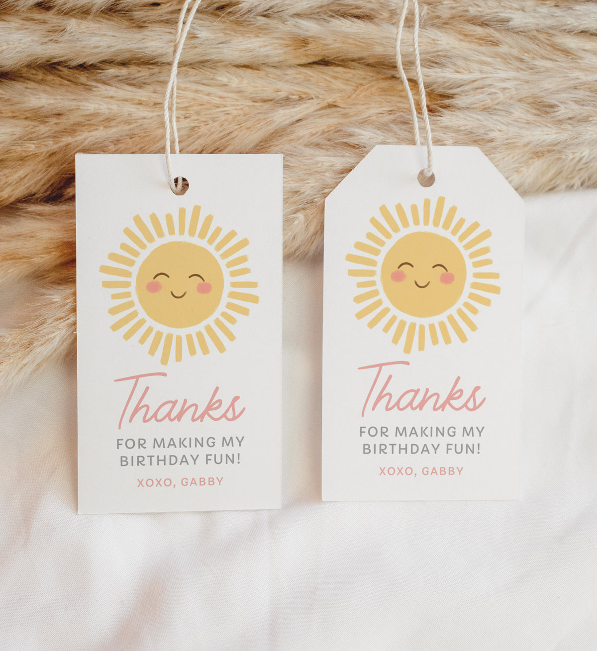 Editable Little Sunshine Birthday Favor Tag Template