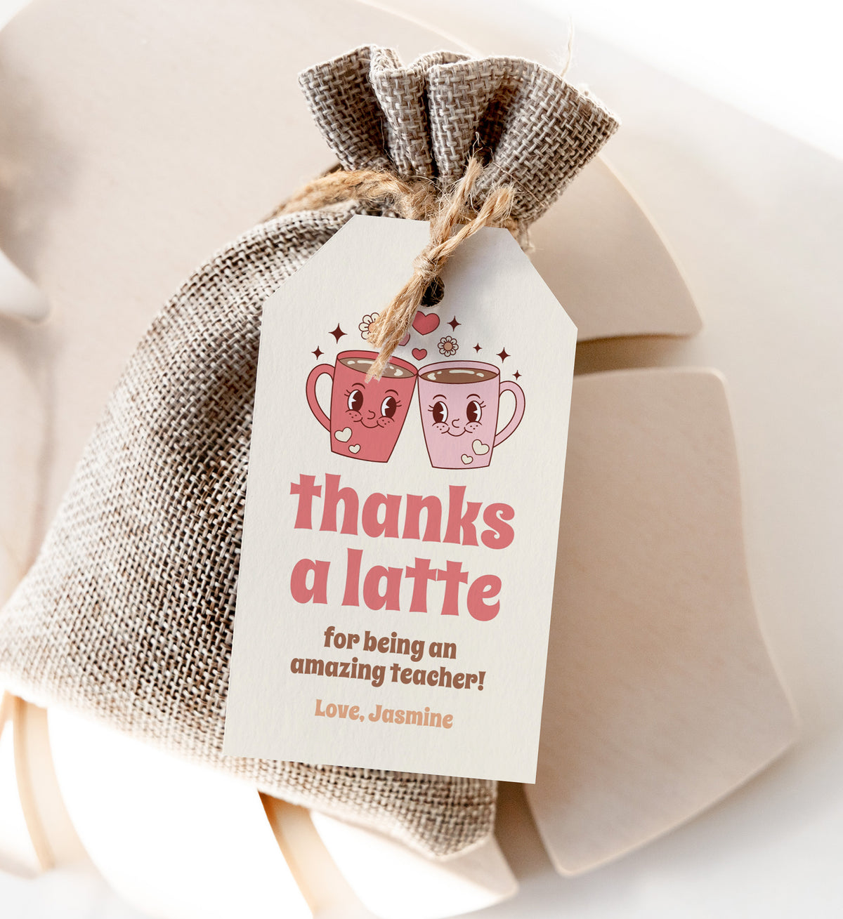Retro Thanks a Latte Teacher Appreciation Tag Template