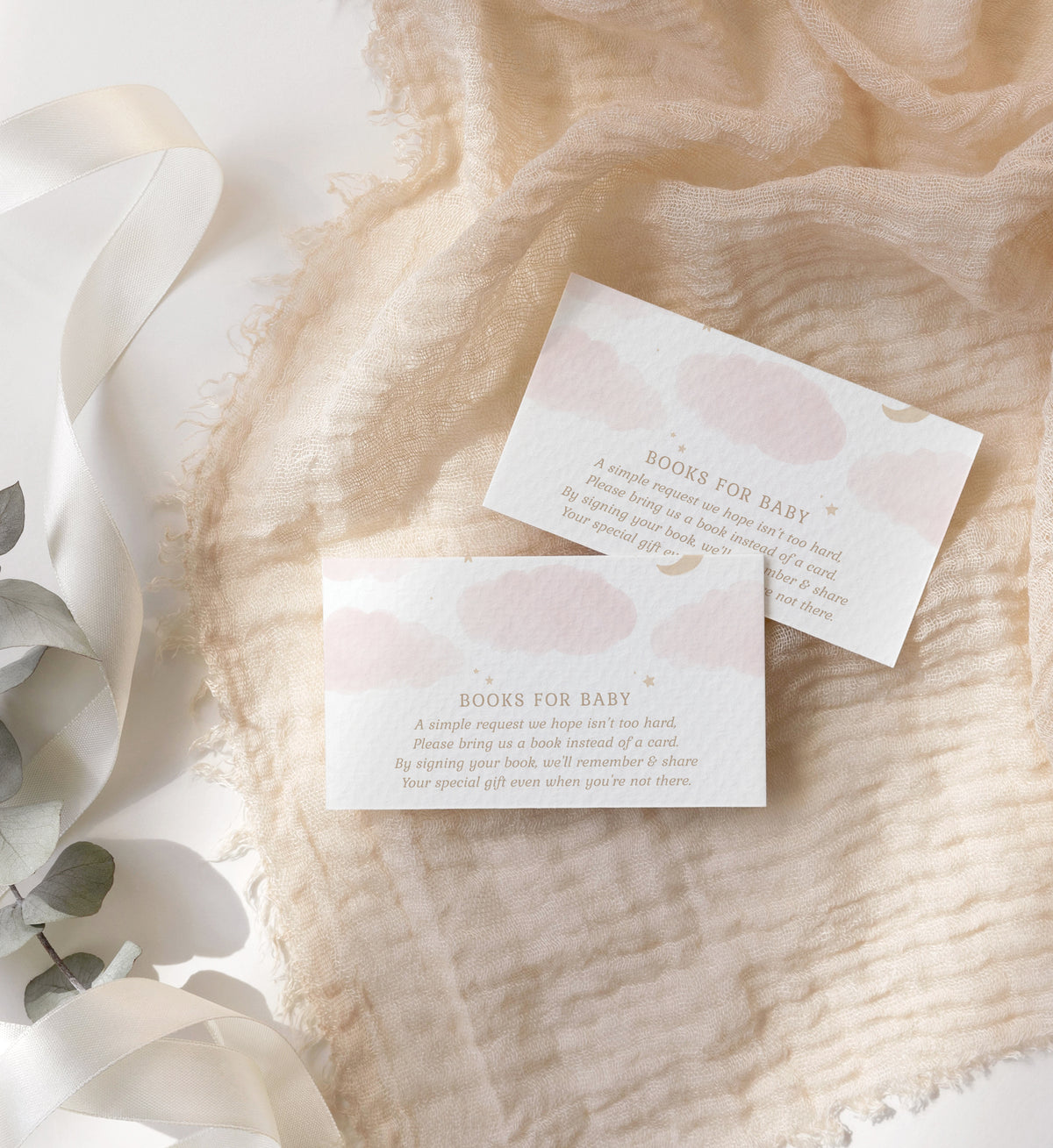 Editable Pink Moon and Stars Books for Baby Insert