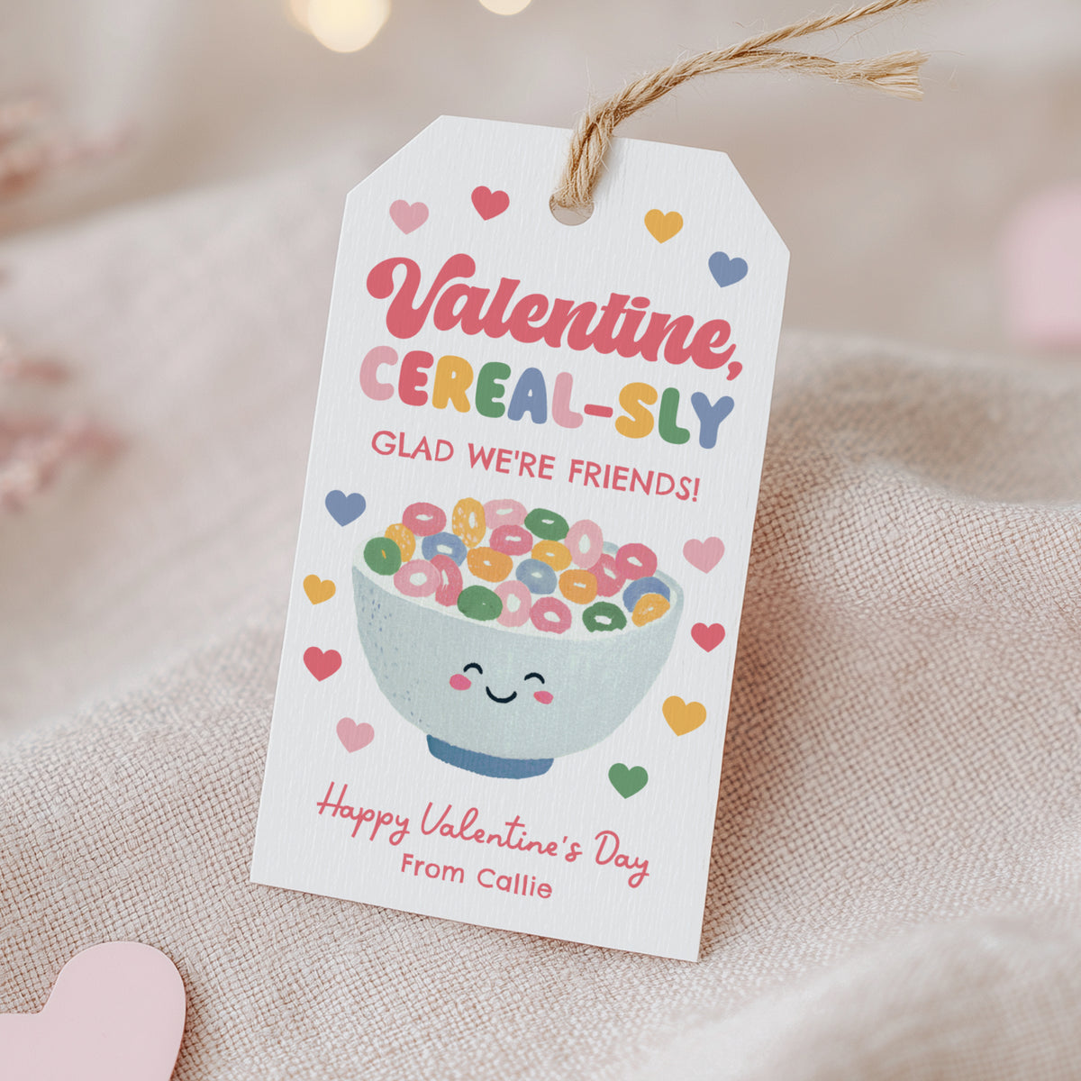 Cereal Valentine's Tag Template