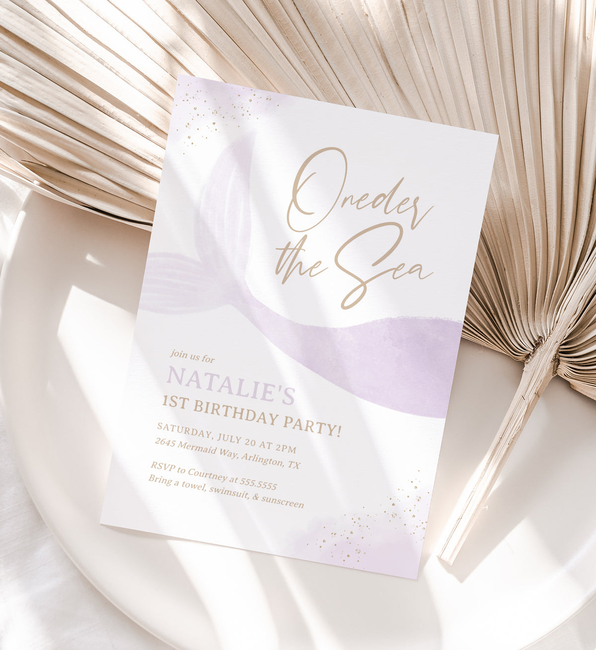 Purple Mermaid Birthday Invitation (Oneder the Sea)