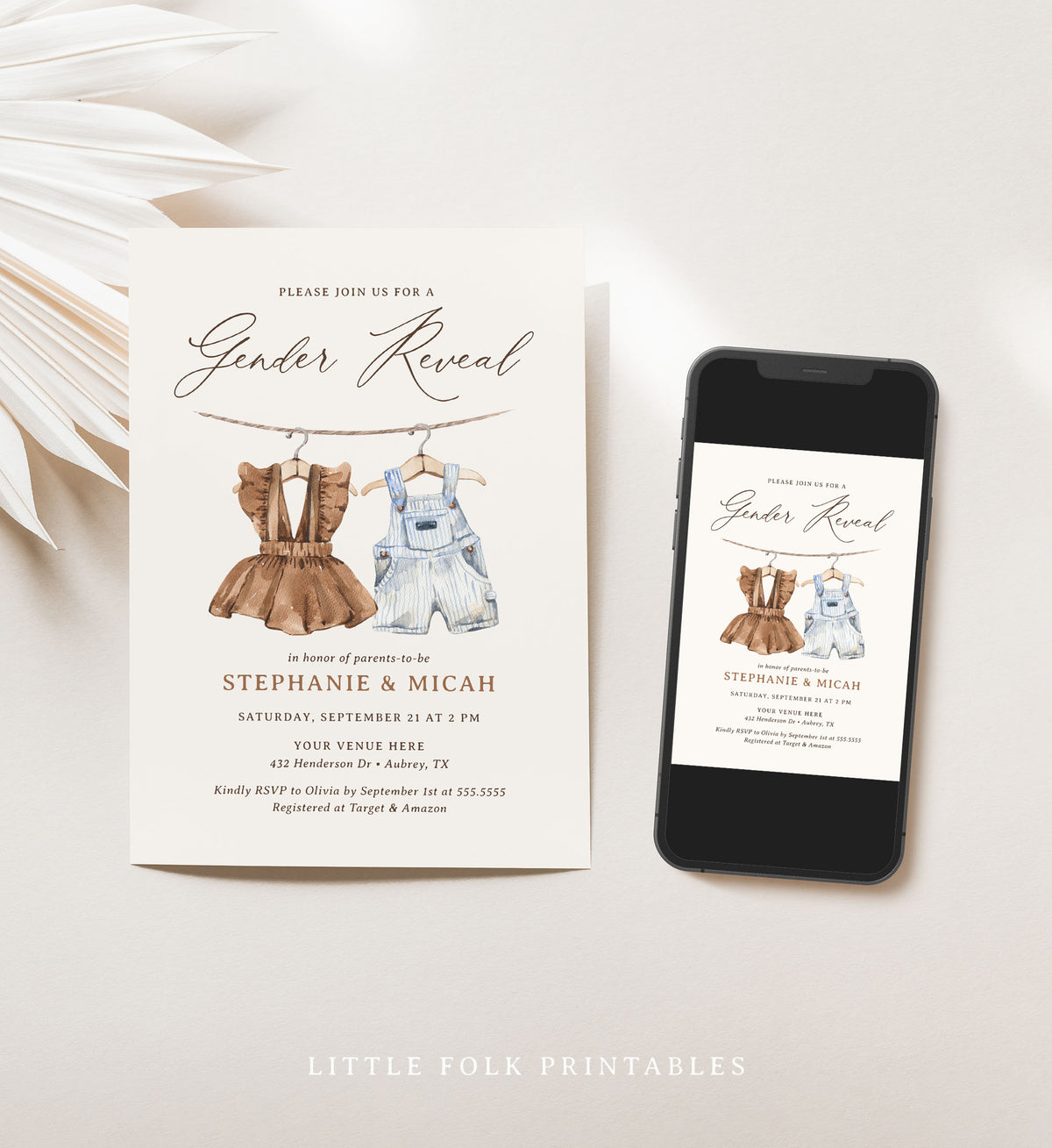 Baby Clothes Gender Reveal Invitation Template